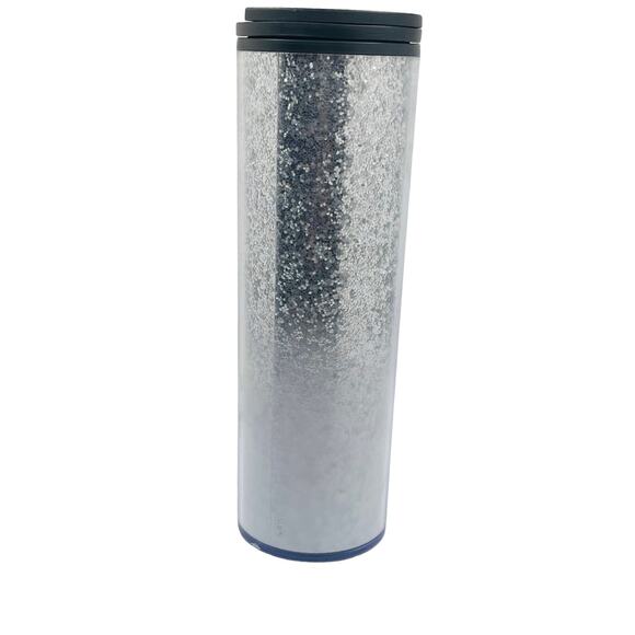 Starbucks White Glitter Tumbler - Holiday 2019 - Silver Sparkles Twist Top 16 oz - Picture 2 of 11